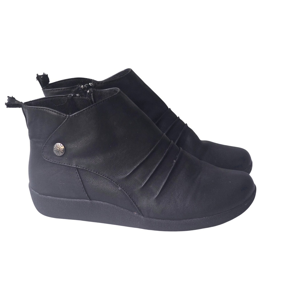 Earth Spirit Cloud Ease Black Pleated Ankle Boots WWES47ER043 Womens 8W